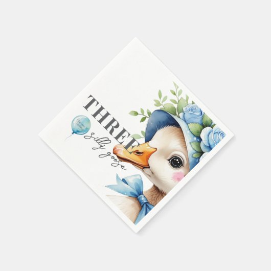 Floral Bow Silly Goose Boy Birthday  Servet (Hoek)