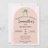 Floral Bow Verjaardag uitnodiging (Voorkant)