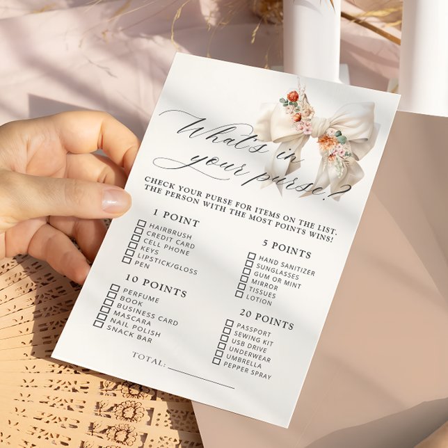 Floral Bow Whats in uw portemonnee Baby shower spe (Creator heeft geüpload)