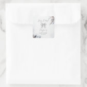 Floral Bow Winter Girl Baby shower Vierkante Sticker (Tas)