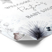 Floral Bow Winter Girl Baby shower Welkom Poster (Hoek)