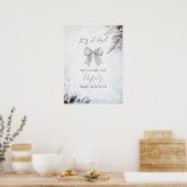 Floral Bow Winter Girl Baby shower Welkom Poster (Keuken)