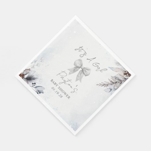 Floral Bow Winter Girl Baby shower Welkom Servet (Hoek)