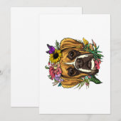 Floral Boxer Dog Botanische Plant Vloer Pet Boxer Feestdagenkaart (Voorkant / Achterkant)