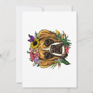 Floral Boxer Dog Botanische Plant Vloer Pet Boxer Feestdagenkaart
