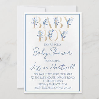 Floral Boy Baby Shower Invitation Kaart
