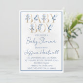 Floral Boy Baby Shower Invitation Kaart (Staand voorkant)