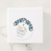 Floral Boy Baptisme Blue Gold Waterverf Bedankjes Labels (In situ)