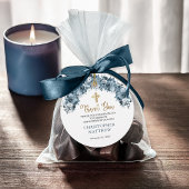 Floral Boy Baptisme Blue Gold Waterverf Bedankjes Labels
