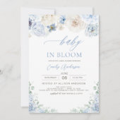 Floral Boy Blue Baby in Bloom Baby shower Kaart (Voorkant)