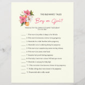 Floral Boy Girl Old Wives Tales Baby Shower Games Flyer (Achterkant)