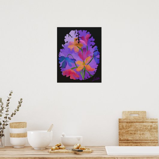 Floral Brain Art Poster (Keuken)
