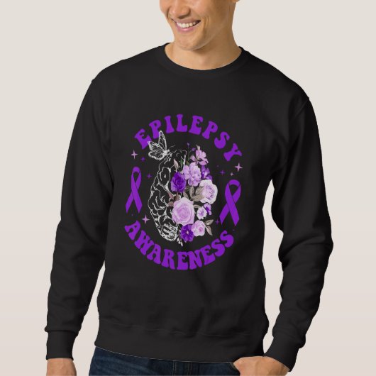 Floral Brain Purple Ribbon Epilepsy Awareness Mont Trui (Voorkant)