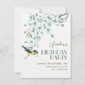 Floral branch bird spring birthday kaart (Voorkant)