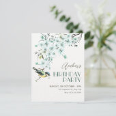 Floral branch bird spring birthday kaart (Staand voorkant)