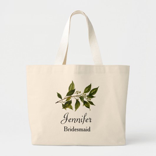 Floral Branch Greenery Sizes Wedding Bridesmaids Grote Tote Bag (Voorkant)