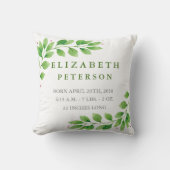 Floral Branches Baby Birth Announcement Pillow Kussen (Voorkant)