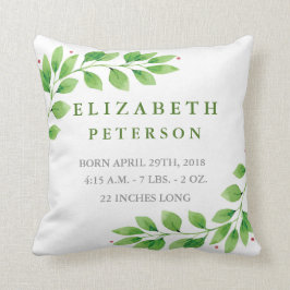 Floral Branches Baby Birth Announcement Pillow Kussen