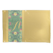 Floral Brass-like Monogram Pillowcase Kussensloop (Voorkant-Links)