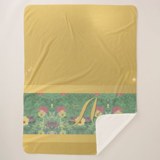Floral Brass-like Monogram Sherpa Blanket Deken (Voorkant)