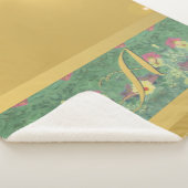 Floral Brass-like Monogram Sherpa Blanket Deken (3/4)