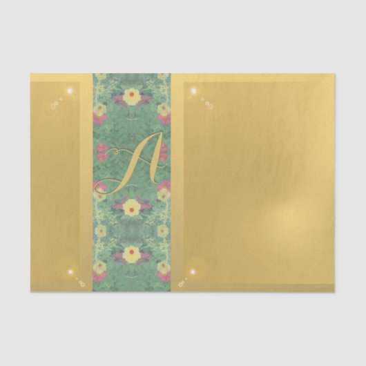 Floral Brass-like Monogram Tissuepapier (Voorkant)