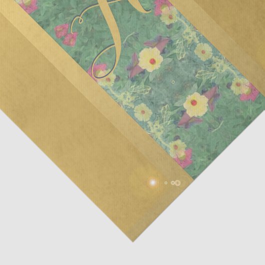 Floral Brass-like Monogram Tissuepapier (Detail)
