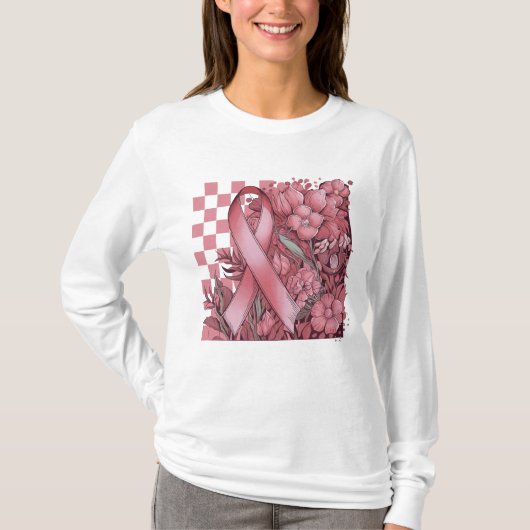 Floral Breast Cancer Awareness T-shirt (Voorkant)
