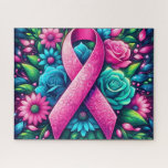 Floral Breast Cancer Ribbon Legpuzzel<br><div class="desc">Floral Breast Cancer Ribbon
Art/illustration
colorful
customizable</div>