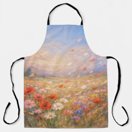 Floral Breeze - Pastel Painting Style Art Schort