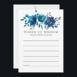 Floral Bridal Advice Waterverf Advieskaart<br><div class="desc">Navy indigo en white floral vrijgezellenfeest adviseren voor bruid-to-be kaarten die zijn ontworpen om snel en gemakkelijk aan uw gebeurtenisspecificaties te worden aangepast.</div>