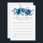 Floral Bridal Advice Waterverf Advieskaart<br><div class="desc">Navy indigo en white floral vrijgezellenfeest adviseren voor bruid-to-be kaarten die zijn ontworpen om snel en gemakkelijk aan uw gebeurtenisspecificaties te worden aangepast.</div>