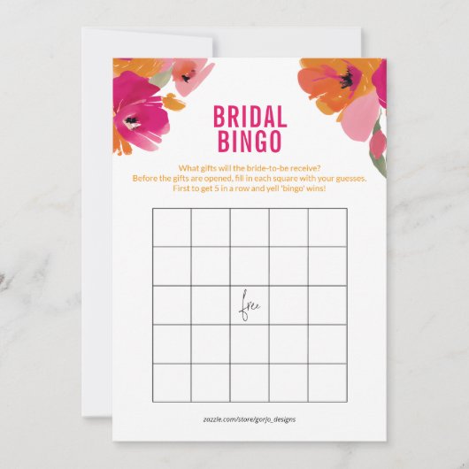 Floral Bridal Bingo Game Kaarten voor Vrijgezellen (Voorkant)