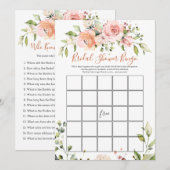 Floral Bridal Bingo/Wie kent de Bruid beste spelle Kaart (Voorkant / Achterkant)