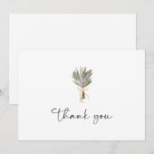 Floral Bridal Bouquet Roze Bow Hartelijk dank Bedankkaart (Voorkant / Achterkant)