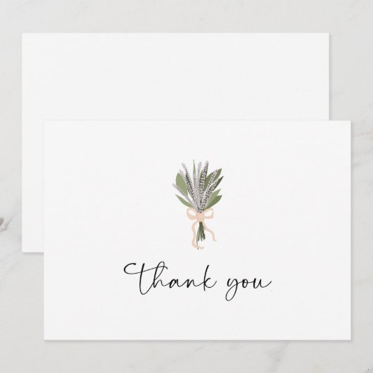 Floral Bridal Bouquet Roze Bow Hartelijk dank Bedankkaart (Voorkant / Achterkant)