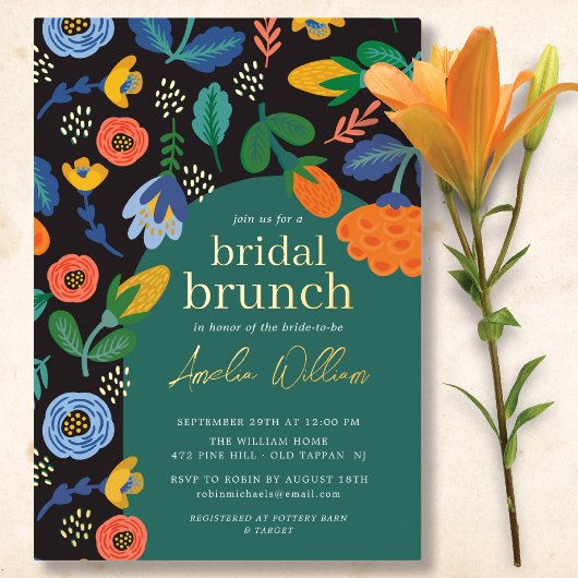 Floral Bridal Brunch Folie Uitnodiging
