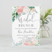 Floral Bridal Brunch Romantic Shower Invitation Aankondiging (Staand voorkant)