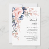 Floral Bridal Brunch Waterverf Pink Blue Flowers Kaart (Voorkant)