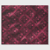Floral Bridal Damask Zwarte Rozen Glitter Bourgogn Cadeaupapier (Vlak)
