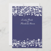 Floral Bridal Lace Navy Wedding Kaart (Achterkant)