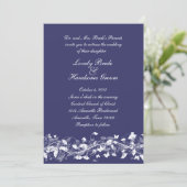 Floral Bridal Lace Navy Wedding Kaart (Staand voorkant)