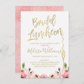 Floral Bridal Luncheon Kaart (Voorkant / Achterkant)