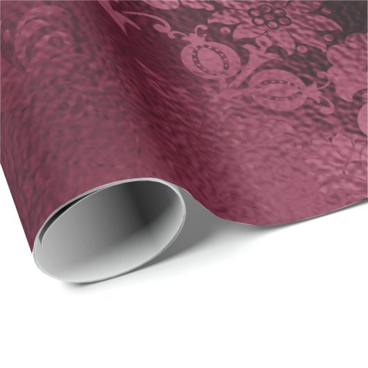 Floral Bridal Marsala Glitter Burgundy Glam Cadeaupapier (Rol Hoek)