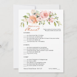 Floral Bridal Phone game/Wedding Scramble Kaart