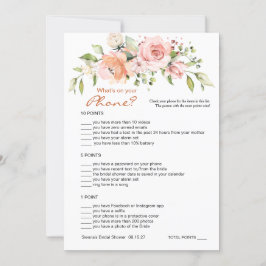 Floral Bridal Phone game/Wedding Scramble Kaart