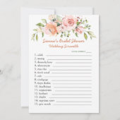 Floral Bridal Purse game/Wedding Scramble Kaart (Achterkant)