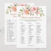 Floral Bridal Purse game/Wedding Scramble Kaart (Voorkant / Achterkant)