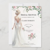 Floral Bridal Shadow Invitation Kaart (Voorkant)