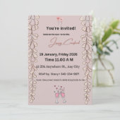 Floral Bridal Shower Invitation | Custom Name & De Kaart (Staand voorkant)